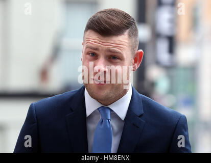 Footballer Anthony Stokes arrives at Dublin's Circuit Criminal Court for a sentencing hearing for assaulting an Elvis impersonator in a nightclub. Stock Photo