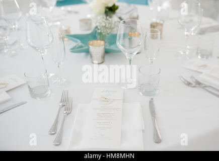 Table set for an event party or wedding reception Stock Photo