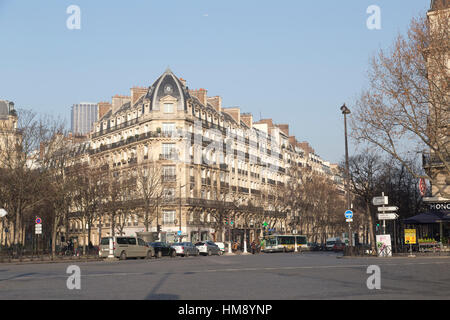Place Denfert Rochereau in  Montparnasse in the 14th arrondissement of Paris in winter Stock Photo