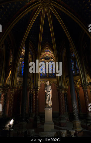 Statue of Louis IX inside the church of Saint Chapelle in Paris France in winter Stock Photo