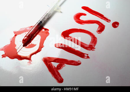 AIDS and HIV. Protect yourself. Because They are dangerous. Stock Photo