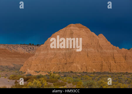 Dramatic morning light on the eroded formations on the west side of Cathedral Gorge State Park, Nevada, USA Stock Photo
