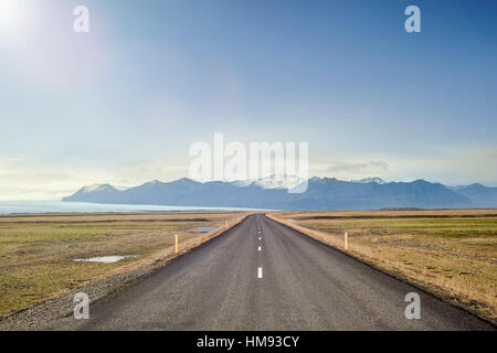 A road in south east Iceland, Polar Regions Stock Photo