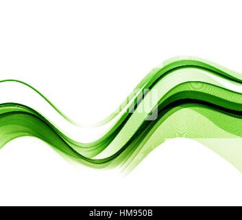 Abstract green wavy lines. Colorful vector background Stock Vector