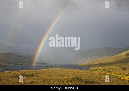 Rainbow over Glenveagh National Park, County Donegal, Ulster, Republic of Ireland Stock Photo