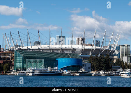 The Rogers Arena in Vancouver, British Columbia, Canada. Viewed across False Creek. Stock Photo