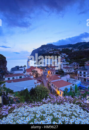 Twilight view of the Camara de Lobos, Madeira, Portugal, Atlantic Stock Photo