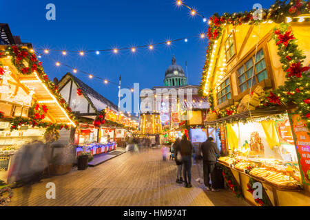 Christmas Market in the Old Town Square, Nottingham, Nottinghamshire, England, United Kingdom Stock Photo