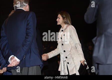 Queen Letizia during the final of the Copa del Rey (King's Cup) at the Vicente Calderon stadium in Madrid, on Sunday 22nd May, 2016. Stock Photo
