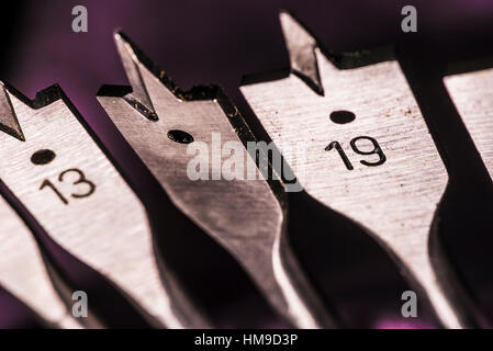 Close up of drill bits lit by flash Stock Photo