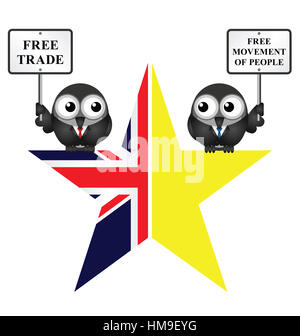 Comical UK and EU split star representing the United Kingdom exit from the European Union Stock Photo