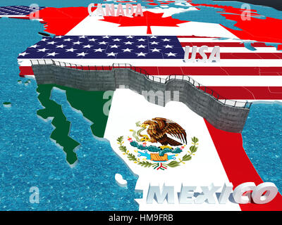Symbol of Border Wall between Mexico and United States as president promised symbol of border between mexico and united states Stock Photo