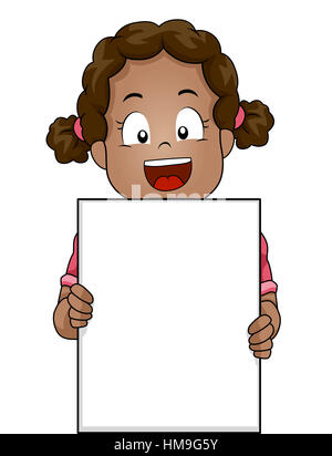 Illustration of an African American Girl Holding a Blank Board Stock Photo