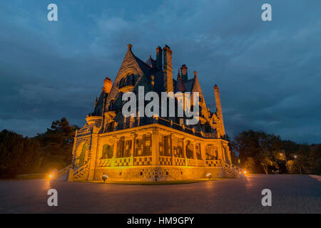 Canada National Historic Building in Vancouver Island -  Wonderful Night  view of craigdarroch castle side 1. Stock Photo