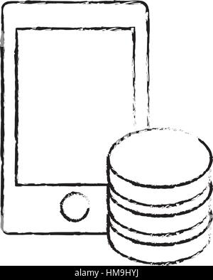 figure smartphone technology with cloud data icon Stock Vector Image ...