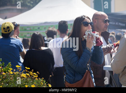 People who eat street food Stock Photo