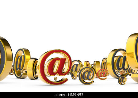 E-mail red & gold symbol. A lot of spam (email gray symbols). Standing Out from the Crowd. Isolated over white. Available in high-resolution and sever... Stock Photo