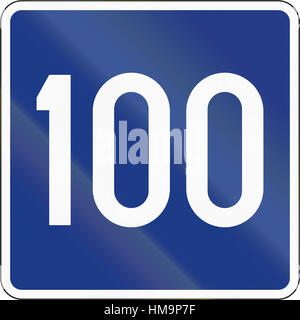 Slovenian road sign - Advisory speed 100 kmh. Stock Photo