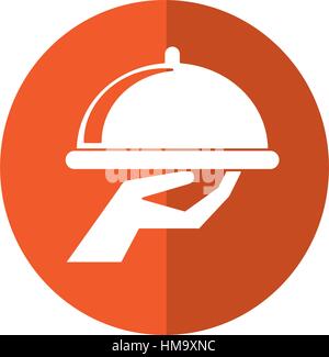 Waiter tray shadow icon, dish menu restaurant web symbol, lunch design ...