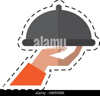 catering tray waiter service food cutting line Stock Vector