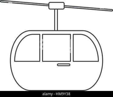 sky cable car transport mountain thin line Stock Vector