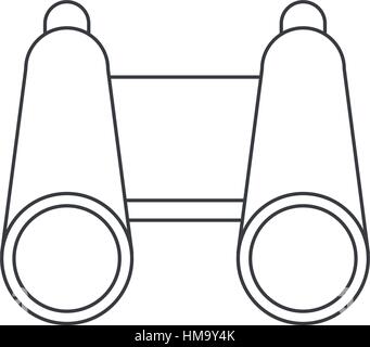 binoculars exploration observe look thin line Stock Vector