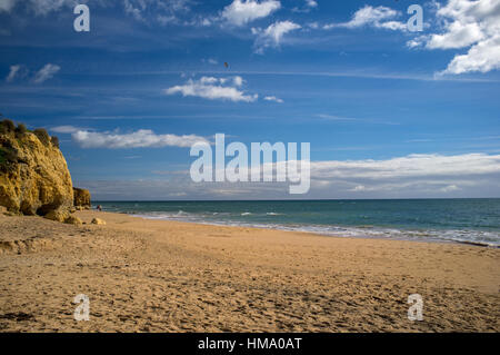 A Sandy beach , blue skies and gorgeous azure sea Stock Photo