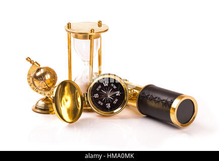 vintage nautical items isolated on white background Stock Photo