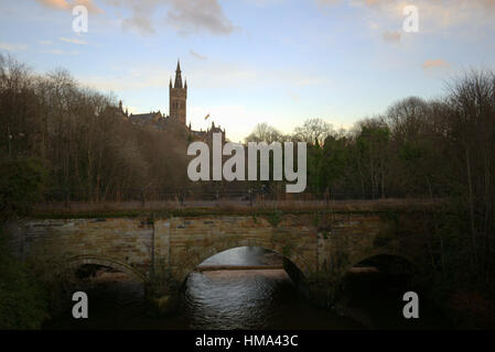 Glasgow, Scotland, Uk 1st February Glasgow University once more is raising the Rainbow Flag in celebration of LGBT History Month. The large Rainbow Flag will be flown for the first week on the main South Front flag pole which gives it great exposure. Credit: Gerard Ferry/Alamy Live News Stock Photo