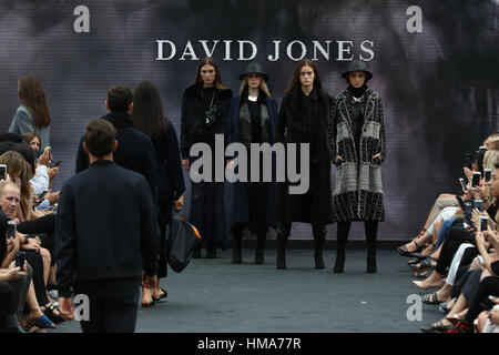 Sydney, Australia. 1st Feb, 2017. David Jones Autumn Winter 2017 collections launch rehearsal at St Mary's Cathedral Precinct. Pictured: Models showcase designs by Sabatini. Credit: Richard Milnes/Alamy Live News Stock Photo