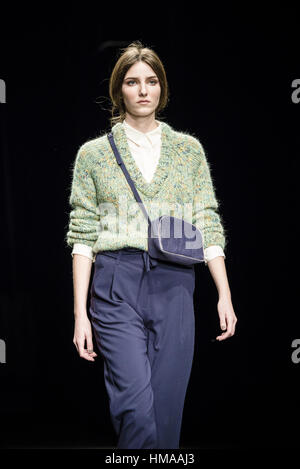 Barcelona, Catalonia, Spain. 2nd Feb, 2017. A model walks the runway at the Yerse fashion show presenting the new 'togetherness' collection during 080 Barcelona Fashion Week Credit: Matthias Oesterle/ZUMA Wire/Alamy Live News Stock Photo