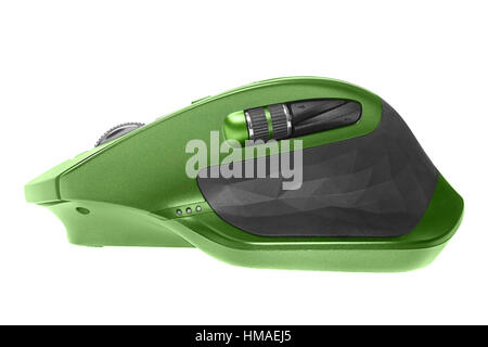 Wireless computer mouse. Green color. Isolated on white background Stock Photo