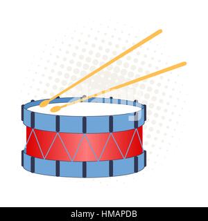 Illustration of a big toy drum on a white and dot background Stock Vector