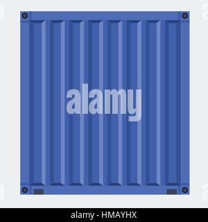 Cargo container for shipping with flat solid color design. Blue color. Stock Vector