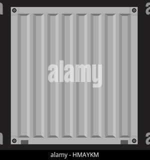 Cargo container for shipping with flat solid color design. Blue color. Stock Vector