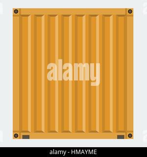 Cargo container for shipping with flat solid color design. Orange color. Stock Vector
