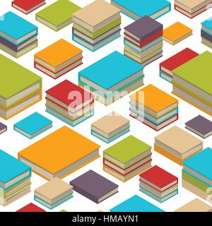 Seamless pattern of books. Isometric flat style. Stock Vector