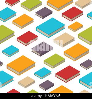 Seamless pattern of books. Isometric flat style. Stock Vector