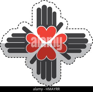 hands print paint around vector illustration design Stock Vector