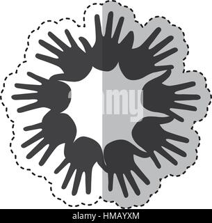 hands print paint around vector illustration design Stock Vector