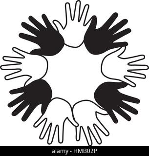 hands print paint around vector illustration design Stock Vector