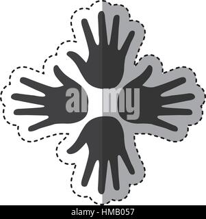 hands print paint around vector illustration design Stock Vector