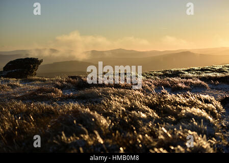 winter sunset in Wicklow Mountains Stock Photo