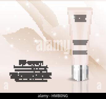 Realistic BB cream, foundation design template for cosmetics. Makeup, clean skin concept. 3d tube of Toner mock-up. Vector illustration Stock Vector