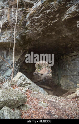 Olive Hill, Kentucky - Smoky Bridge, a natural stone bridge, at Carter Caves State Resort Park. The park has more than 20 caves and natural bridges. Stock Photo