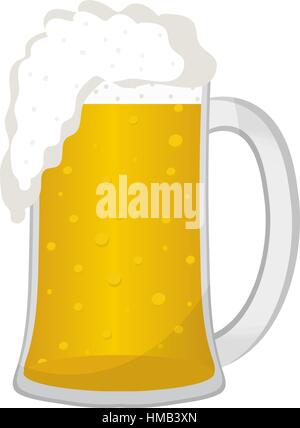 Beer in a glass mug, icon flat style. Isolated on white background. Vector illustration. Stock Vector