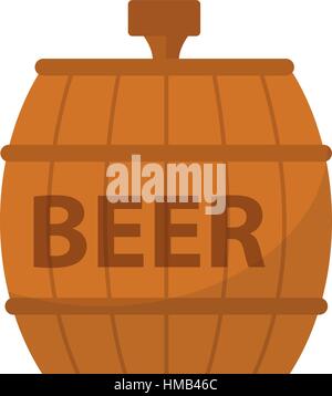 Beer Barrel, icon flat style. Isolated on white background. Vector illustration. Stock Vector