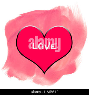 Valentine heart with a  Love message. Illustration. Textured background. Stock Photo