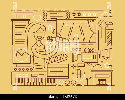 Karaoke - line design composition Stock Vector