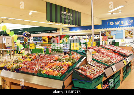 Fresh produce fruit and vegetables on sale in a supermarket UK Stock Photo